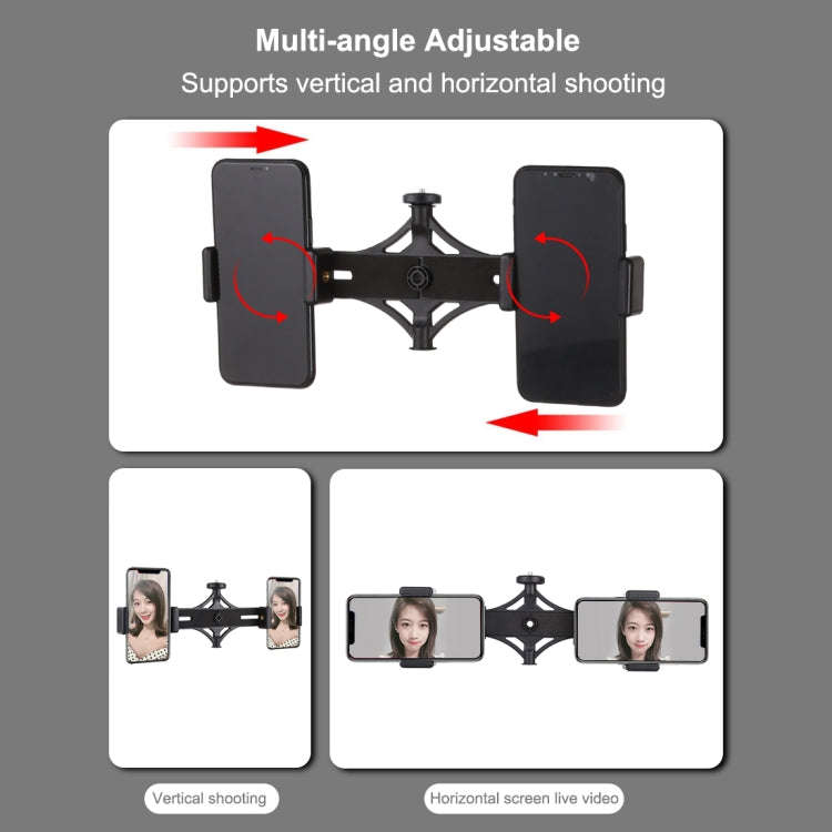 PULUZ Live Broadcast Dual Phone Brackets Horizontal Holder for iPhone, Galaxy, Huawei, Xiaomi, So...