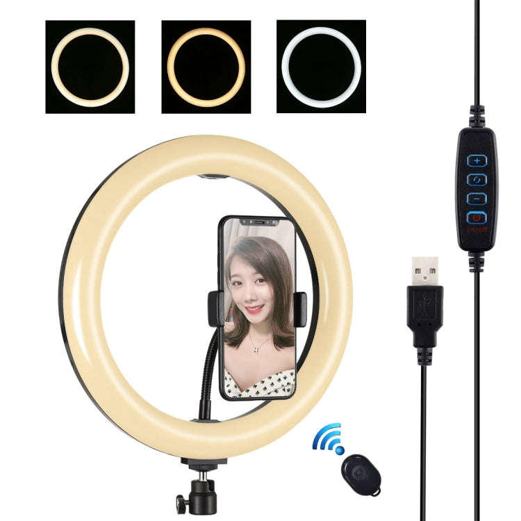 PULUZ 10.2 inch 26cm USB 3 Modes Dimmable Dual Color Temperature LED Curved Diffuse Light Ring Vl...