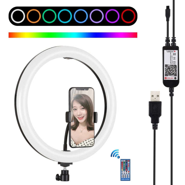 PULUZ 11.8 inch 30cm RGB Dimmable LED Dual Color Temperature LED Curved Diffuse Light Ring Vloggi...