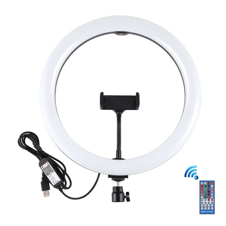 PULUZ 11.8 inch 30cm RGB Dimmable LED Dual Color Temperature LED Curved Diffuse Light Ring Vloggi...