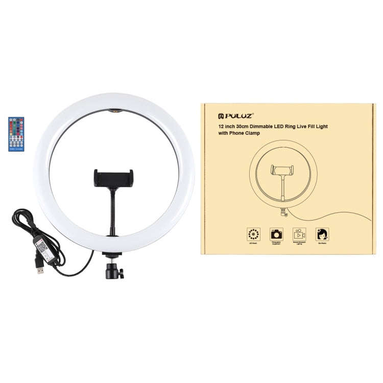 PULUZ 11.8 inch 30cm RGB Dimmable LED Dual Color Temperature LED Curved Diffuse Light Ring Vloggi...