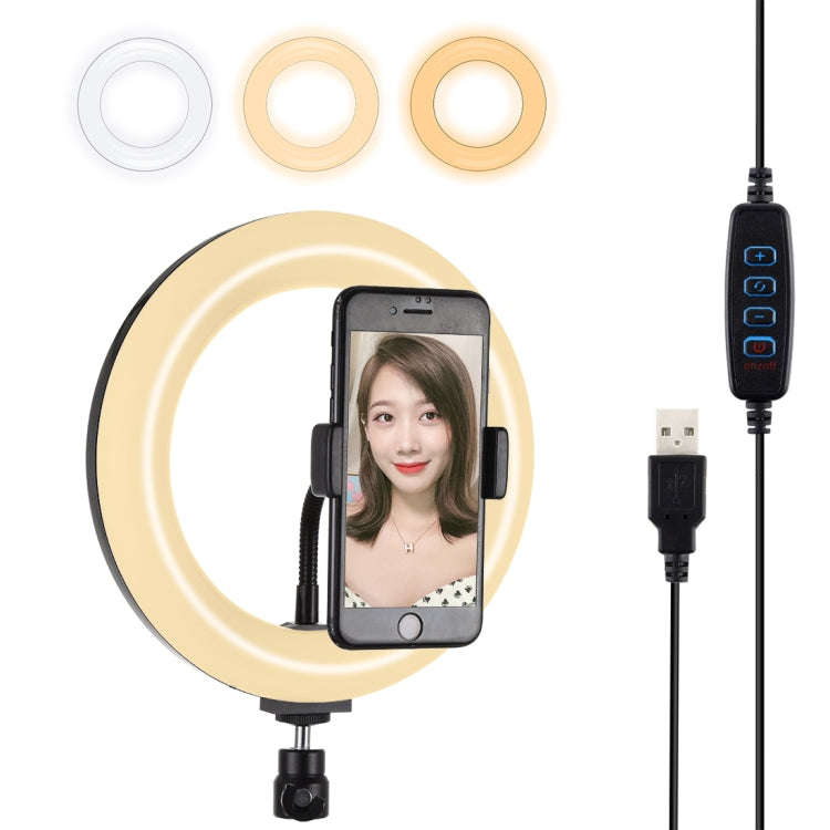PULUZ 7.9 inch 20cm USB 3 Modes Dimmable Dual Color Temperature LED Curved Light Ring Vlogging Se...
