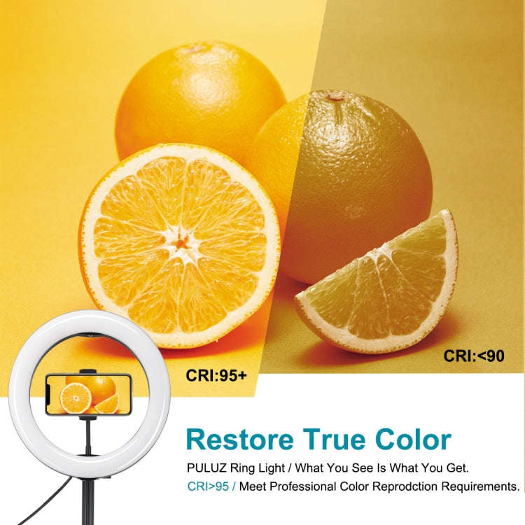 PULUZ 10.2 inch 26cm USB 3 Modes Dimmable Dual Color Temperature LED Curved  Ring Vlogging Selfie...