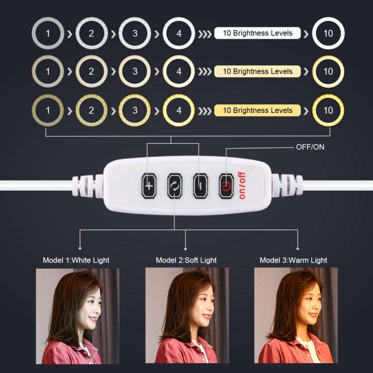 PULUZ 10.2 inch 26cm USB 3 Modes Dimmable Dual Color Temperature LED Curved  Ring Vlogging Selfie...
