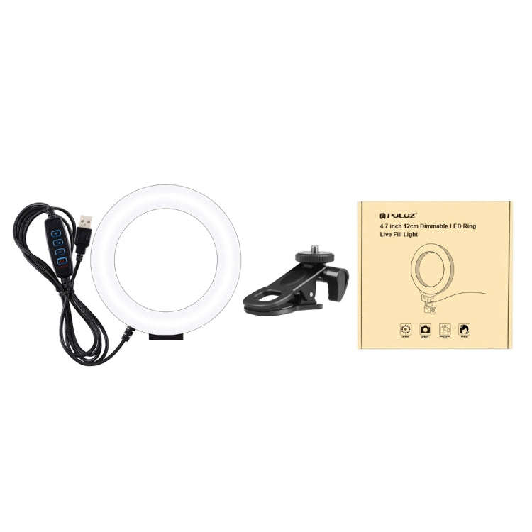 PULUZ 4.7 inch 12cm Ring Selfie Light 3 Modes USB Dimmable Dual Color Temperature LED Curved Vlog...