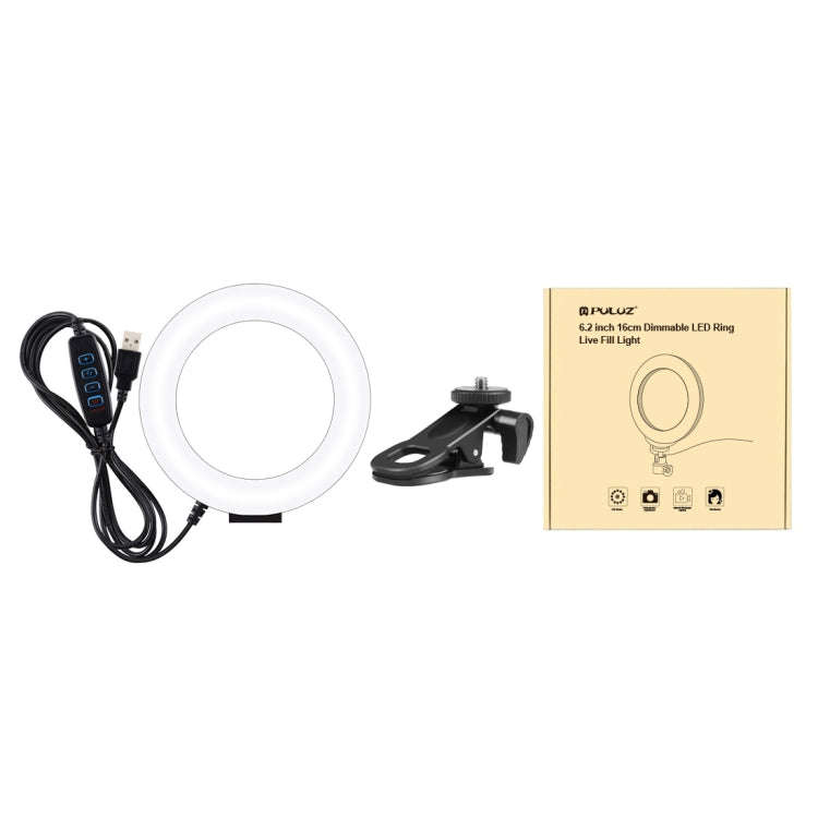 PULUZ 6.2 inch 16cm Ring Selfie Light 3 Modes USB Dimmable Dual Color Temperature LED Curved Vlog...