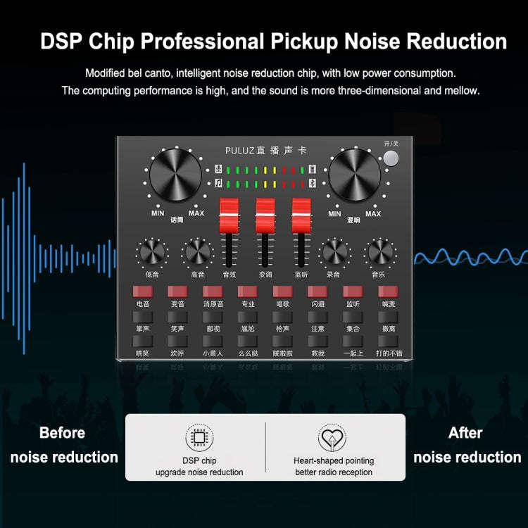 PULUZ Live Broadcasting Sound Card Bluetooth Karaoke Singing Recording Sound Mixer for Mobile Pho...