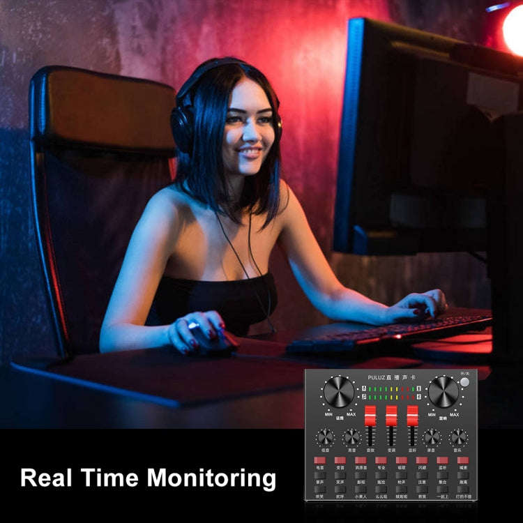PULUZ Live Broadcasting Sound Card Bluetooth Karaoke Singing Recording Sound Mixer for Mobile Pho...