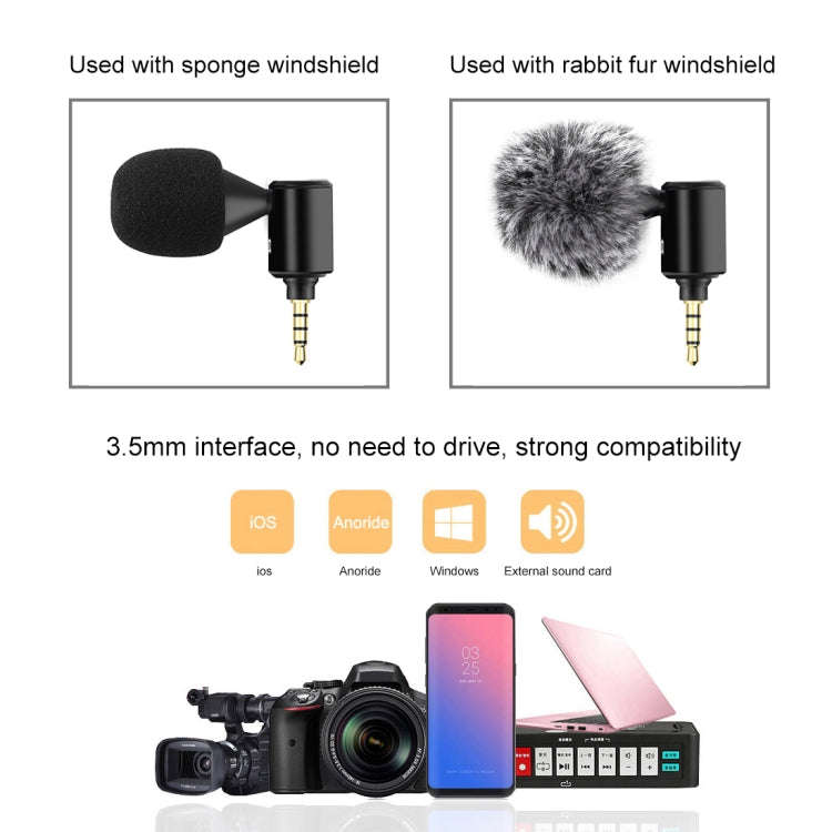 PULUZ 3.5mm Jack Mobile Phone Single Directional Adjustable Microphone(Black)