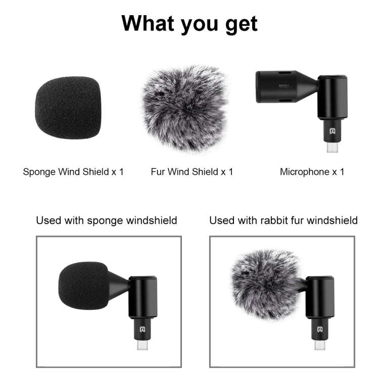 PULUZ USB-C / Type-C Jack Mobile Phone Omnidirectional Condenser Adjustable Microphone, Not for S...