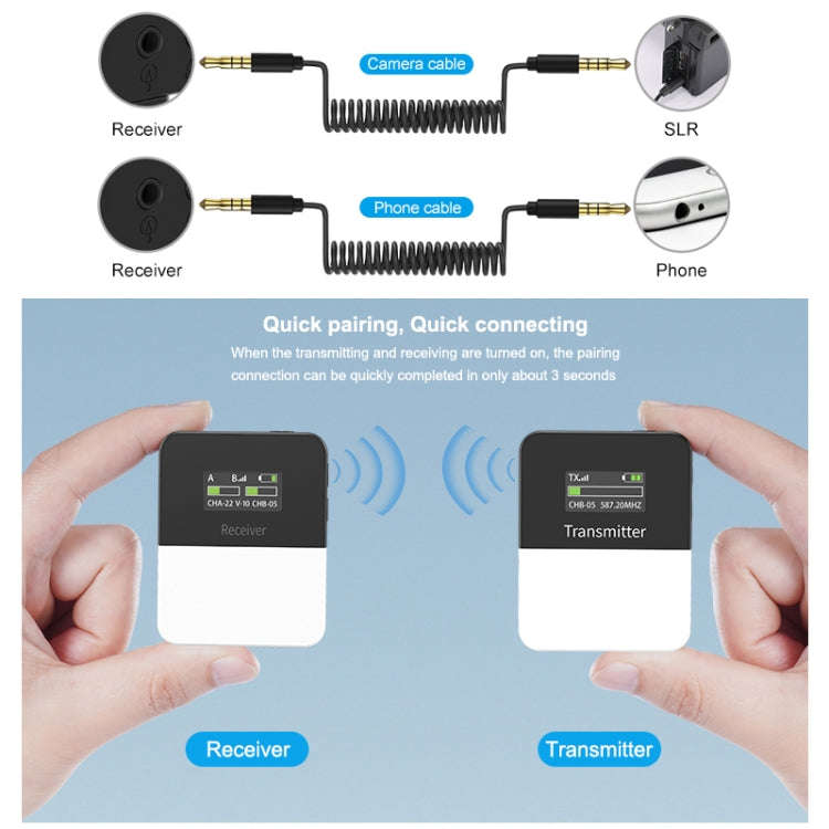PULUZ Vlog Video Wireless Lavalier Microphone  with Transmitter and Receiver for DSLR Cameras and...