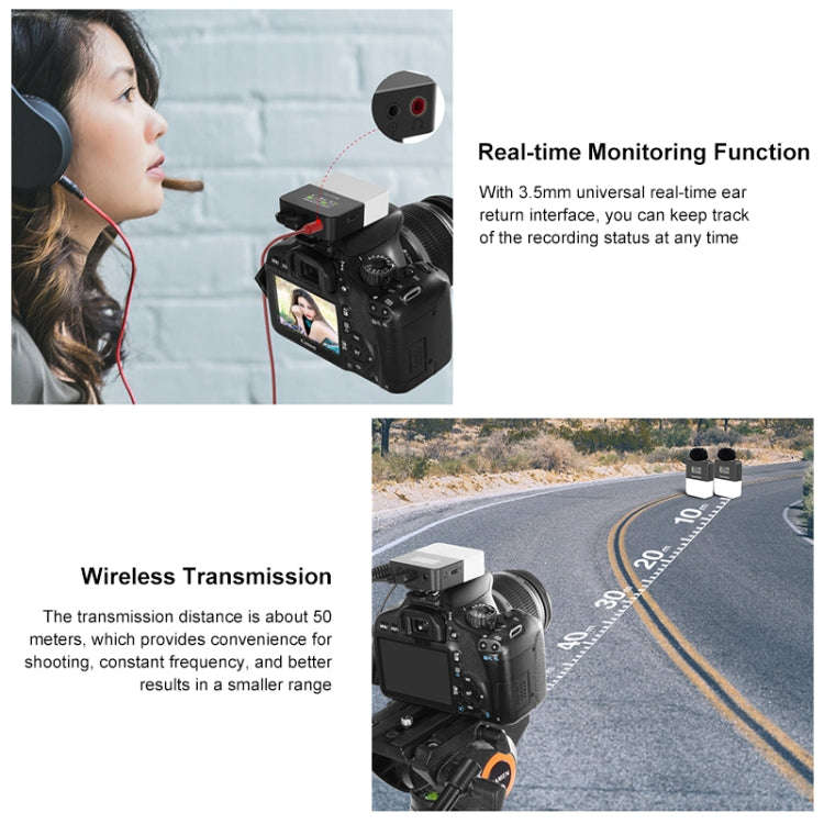 PULUZ Vlog Video Wireless Lavalier Microphone  with Transmitter and Receiver for DSLR Cameras and...