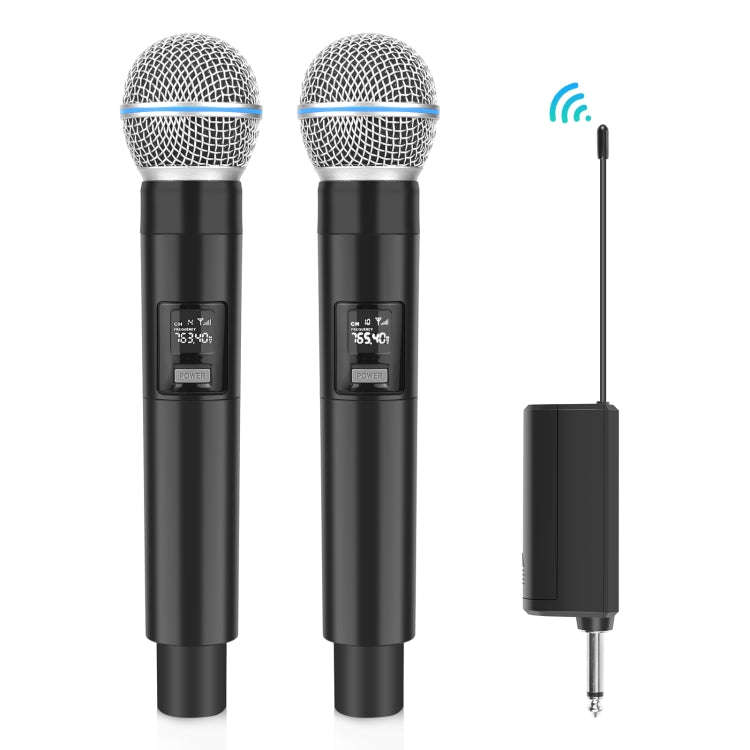 PULUZ 1 To 2 Wireless Microphones with LED Display, 6.35mm Transmitter (Black)