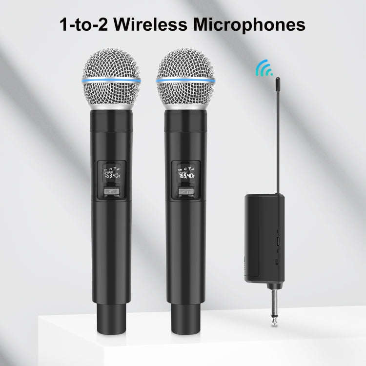 PULUZ 1 To 2 Wireless Microphones with LED Display, 6.35mm Transmitter (Black)