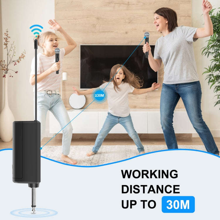 PULUZ 1 To 2 Wireless Microphones with LED Display, 6.35mm Transmitter (Black)