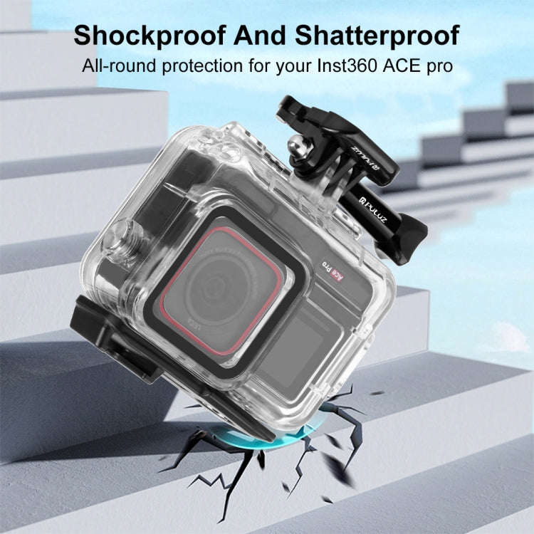 For Insta360 Ace Pro PULUZ 60m Underwater Waterproof Housing Case with Base Adapter & Screw (Tran...