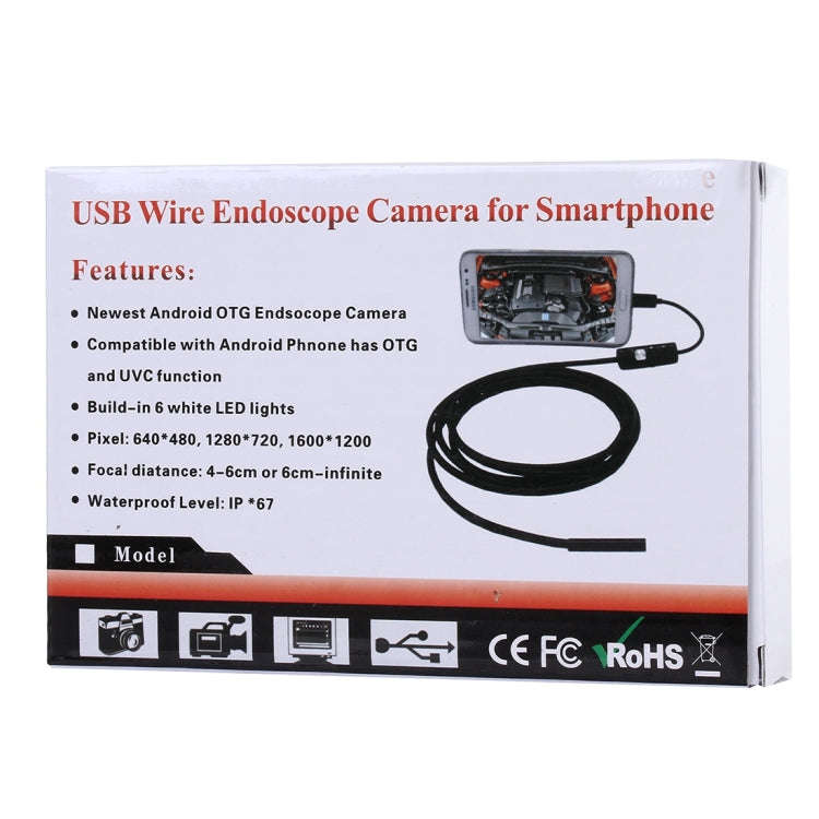 Waterproof Micro USB Endoscope Snake Tube Inspection Camera with 6 LED for OTG Android Phone, Len...