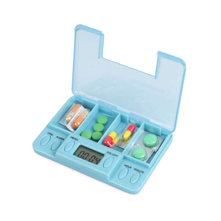 Portable Transparent Travel Pills Reminder Multi-Alarm(Baby Blue)