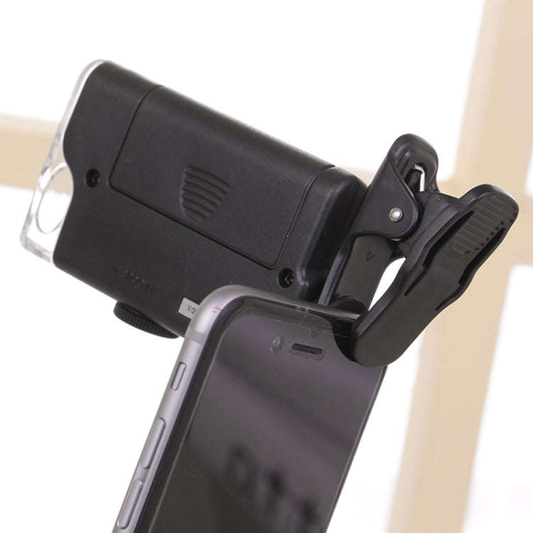 60X-100X Times Phone Microscope Clip Magnifying Jewelry Loupe With LED Light(Black)