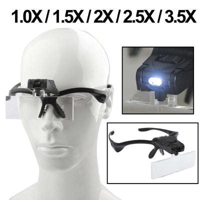 Multi-functional 1.0X / 1.5X / 2.0X / 2.5X / 3.5X Magnifier Glasses with 2-LED Lights, Random Col...