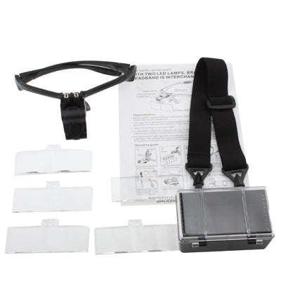 Multi-functional 1.0X / 1.5X / 2.0X / 2.5X / 3.5X Magnifier Glasses with 2-LED Lights, Random Col...