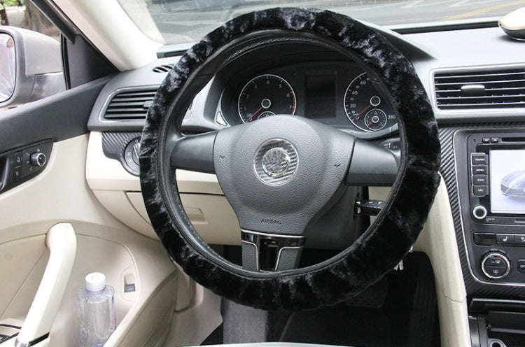 Universal Premium Soft Short Plush Winter Car Steering Wheel Cover, For 36-38cm steering wheel(Bl...
