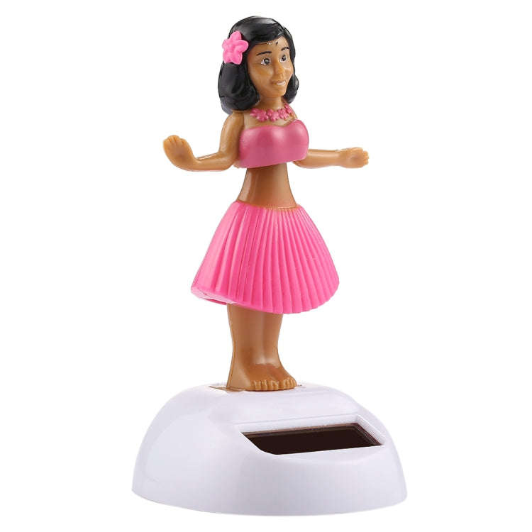 Solar Powered Bobble Head Dancing Toy Car Decoration Ornament Cute Hula Princess(Pink)