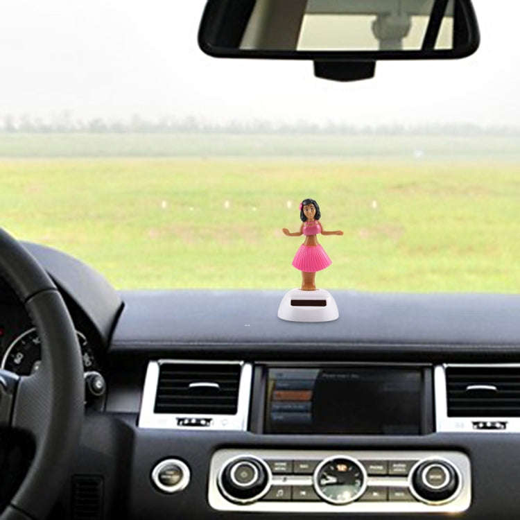 Solar Powered Bobble Head Dancing Toy Car Decoration Ornament Cute Hula Princess(Pink)