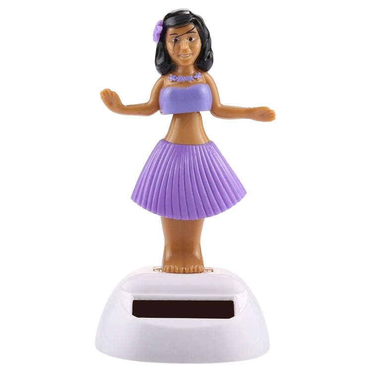 Solar Powered Bobble Head Dancing Toy Car Decoration Ornament Cute Hula Princess(Purple)