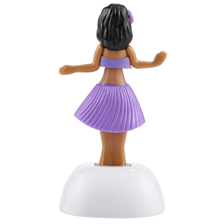 Solar Powered Bobble Head Dancing Toy Car Decoration Ornament Cute Hula Princess(Purple)
