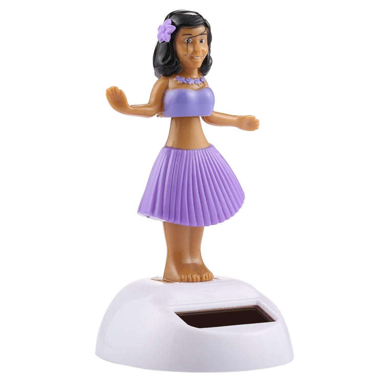 Solar Powered Bobble Head Dancing Toy Car Decoration Ornament Cute Hula Princess(Purple)
