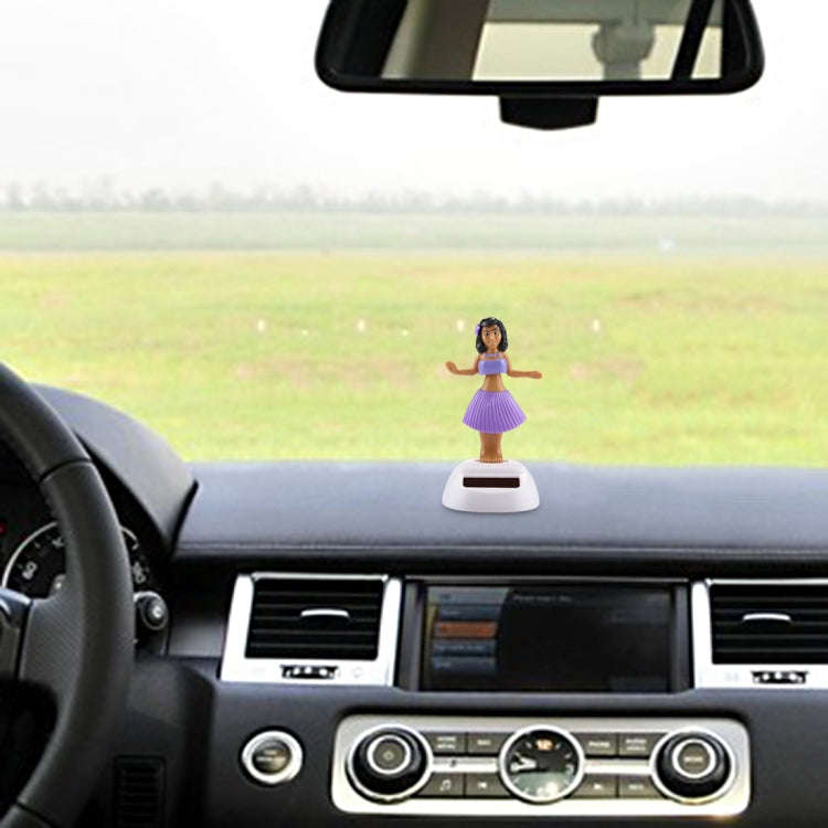 Solar Powered Bobble Head Dancing Toy Car Decoration Ornament Cute Hula Princess(Purple)
