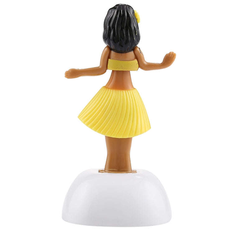 Solar Powered Bobble Head Dancing Toy Car Decoration Ornament Cute Hula Princess(Yellow)