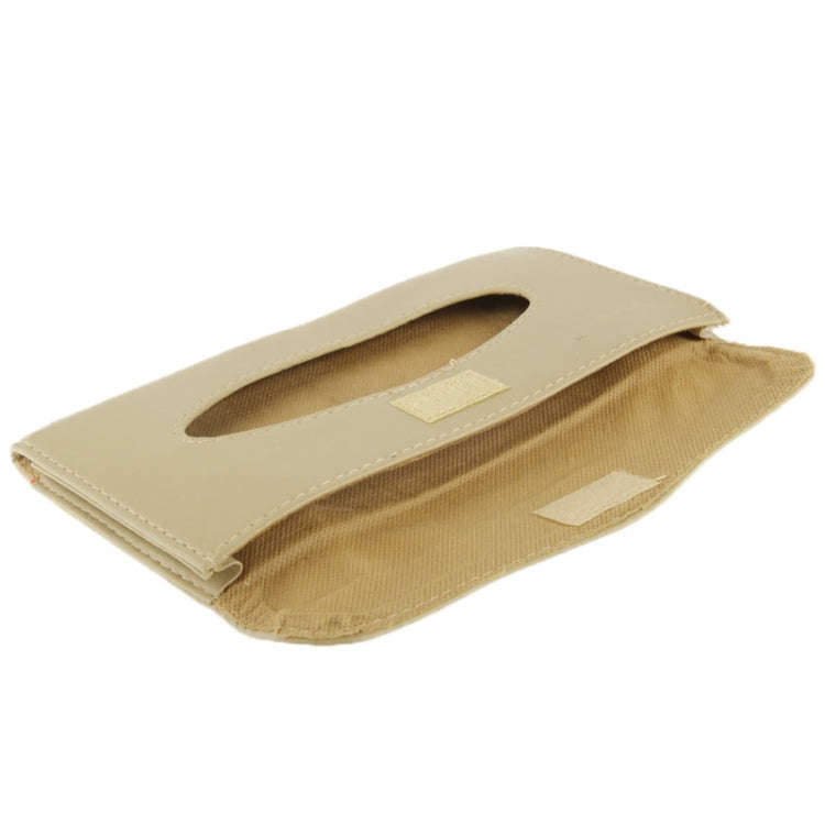 Elegant PU Leather Car Sun Visor Tissue Paper Holder Dispenser Box(Beige)