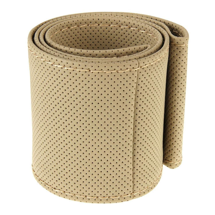 PU Leather Steering Wheel Cover With Needle and Thread, Size: 54x10.5cm (Beige)
