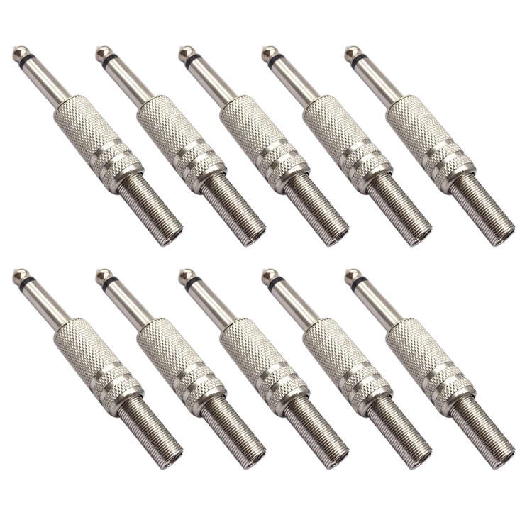 JL0056 6.36mm Audio Jack Connector (10 Pcs in One Package, the Price is for 10 Pcs)(Silver)