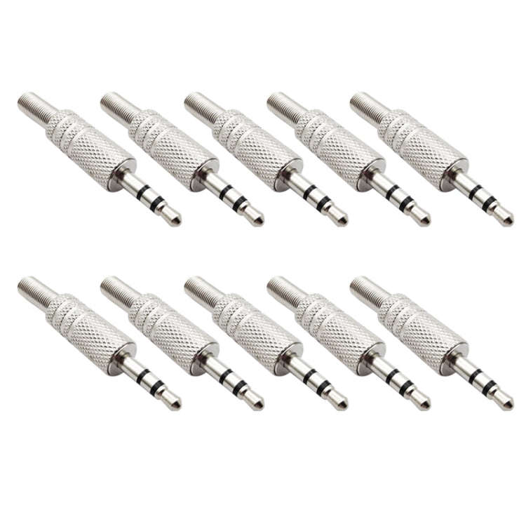 JL0037 3.5mm Audio Jack Connector (10 Pcs in One Package, the Price is for 10 Pcs)(Silver)