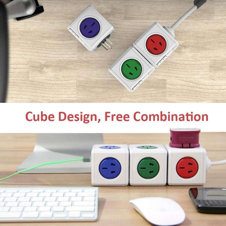 PowerCube 10A Universal Wall Adapter Power Socket with 4 US / AU Sockets and 2 USB Ports and Exte...