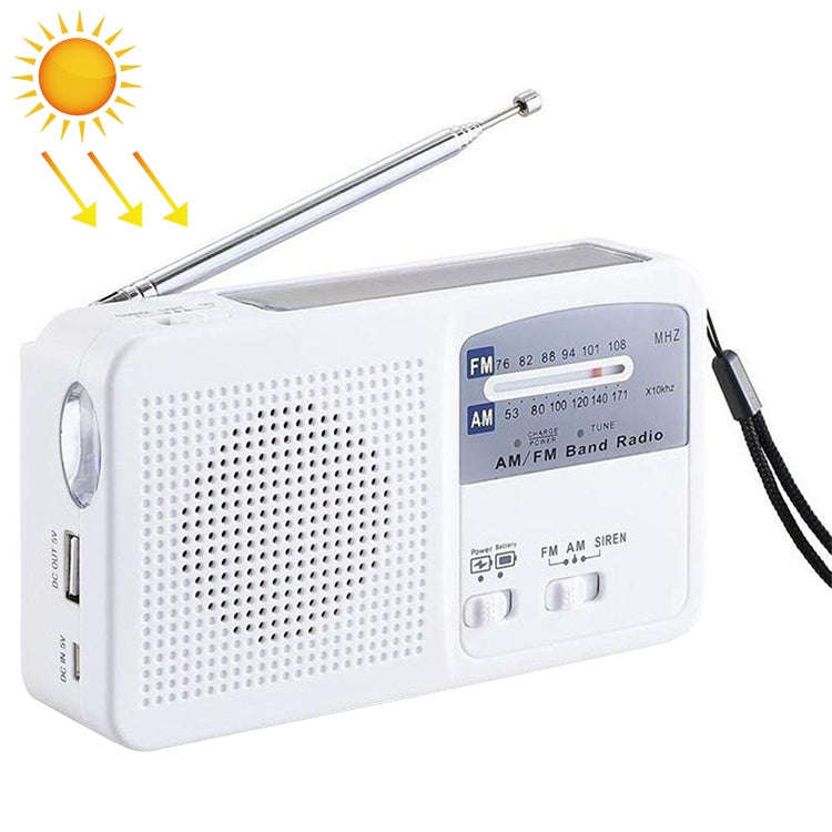 Multi-function Portable Solar / Cranked Dynamo Power LED Flashlight with AM/FM Radio & Mobile Pho...
