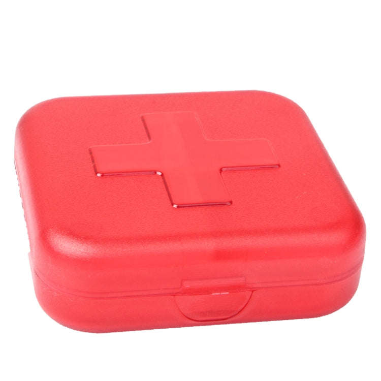 10 PCS 4 Compartments Portable Plastic Cross Pills Medicine Storage Box(Red)