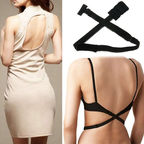Adjustable Low Back Bra Strap Converter Backless V Conversion Solution(Black)
