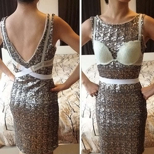 Adjustable Low Back Bra Strap Converter Backless V Conversion Solution(Khaki)