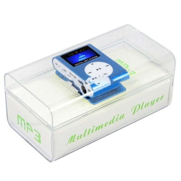 TF / Micro SD Card Slot MP3 Player with LCD Screen, Metal Clip(Baby Blue)