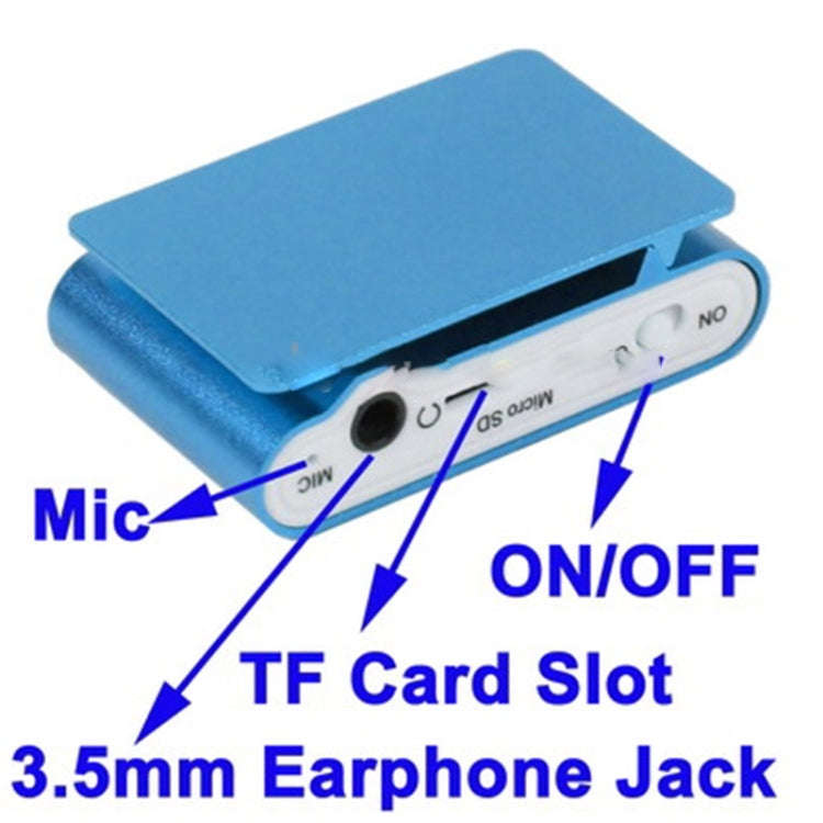 TF / Micro SD Card Slot MP3 Player with LCD Screen, Metal Clip(Baby Blue)
