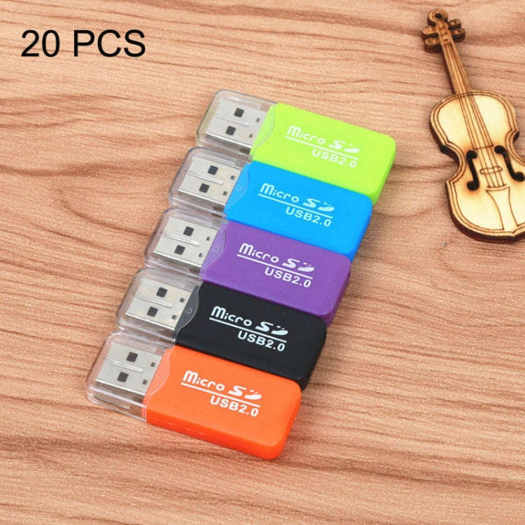 20 PCS Portable USB 2.0 Micro SD TF T-Flash Card Reader Adapter, up to 480Mbps, Random Color Deli...