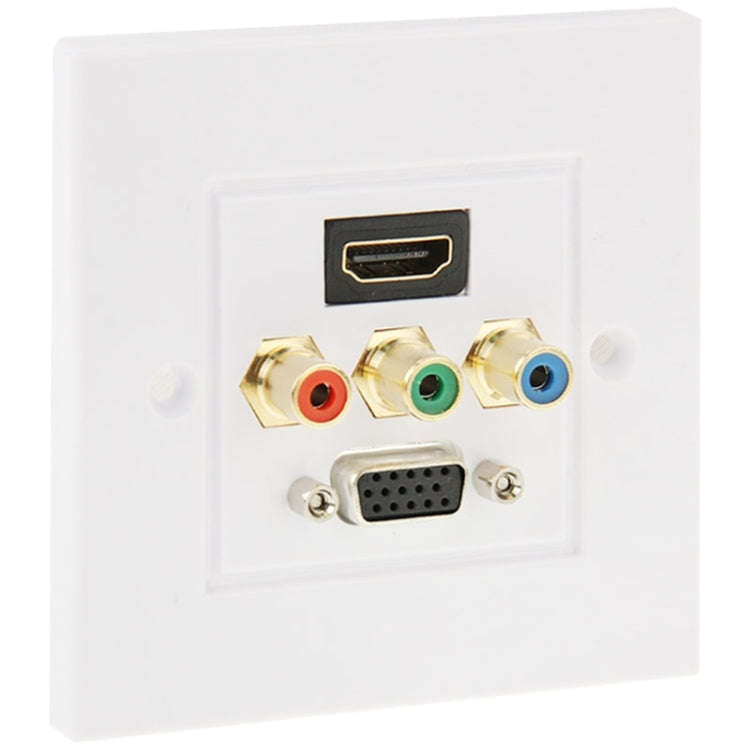 HDMI Female Plug + 3 RCA Female Plugs + VGA Female Plug Wall Plate Panel