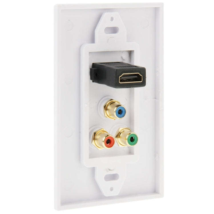 HDMI Female Plug + 3 RCA Female Plugs Wall Plate Panel
