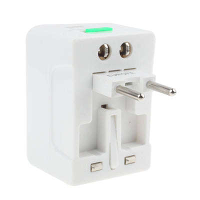 Universal US / EU / AU / UK Travel AC Power Adaptor Plug with USB Charger Socket(White)