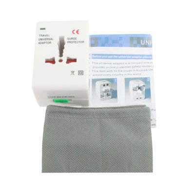 Universal US / EU / AU / UK Travel AC Power Adaptor Plug with USB Charger Socket(White)