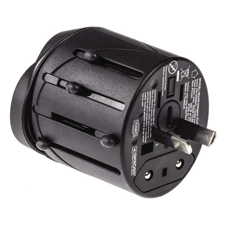 All in 1 EU + AU + UK + US Plug Travel Universal Adaptor, Size: 60 x 58 x 56mm(Black)